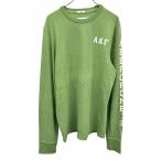 ショッピングAbercrombie アバクロンビーアンドフィッチ Abercrombie＆Fitch Tシャツ ロゴ刺繍 フロッキープリント MUSCLE 長袖 丸首 綿100% L グリーン 緑 メンズ