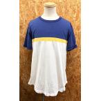 アメリカンイーグル AMERICAN EAGLE OUTFITTERS Tシャツ 切り返し生地 ボーダー 丸首 半袖 ロゴ刺繍 L ヘザーカラー(紺×黄×白) メンズ