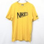 ショッピングナイキ tシャツ メンズ NIKE ナイキ M メンズ 男性 Tシャツ カットソー ロゴと自転車のチェーンプリント サイドライン 丸首 半袖 綿100% ヘザーイエロー 杢黄色