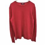 ユニクロ UNIQLO 薄手 ニット セーター 無地 長袖 ロングスリーブ 丸首 クルーネック カシミヤ100% XL LL レッド 赤 レディース