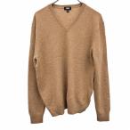 ユニクロ UNIQLO 薄手 ニット セーター Vネック 無地 長袖 プルオーバー ロングスリーブ カシミヤ100% M ヘザーブラウン 杢茶 レディース