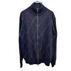  kent ave новый вязаный кардиган Zip выше свитер diamond проверка с высоким воротником длинный рукав акрил × шерсть LL темно-синий мужской 