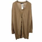 ユニクロ 【新品】UNIQLO 薄手 カーディガン ニット Vネック 無地 長袖 エクストラファインメリノウール100% L ブラウン 茶 レディース