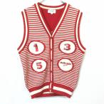 marie claire sport Marie Claire L женский GOLF Golf вязаный лучший безрукавка кардиган окантовка сделано в Японии шерсть 100% красный 