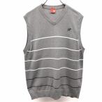 PARADISO Paradiso L мужской тонкий Golf вязаный лучший V шея окантовка вышивка хлопок × акрил серый × белый × Brown серый 