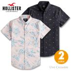 ホリスター メンズ ストレッチ ポプリン半袖ボタンダウンシャツ スリムフィット Hollister ワンポイントロゴ 2カラー
