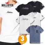 ホリスター メンズ 刺繍ロゴグラフィック半袖Tシャツ Hollister Logo Graphic Tee 3カラー：ホワイト、ブラック、スレートブルー