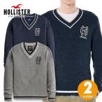 ショッピングホリスター ホリスター メンズ ロゴ刺繍 バーシティーVネックセーター ニット Hollister Varsity V-Neck Sweater Knit 2カラー: ヘザーネイビー、グレー