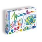 AQUARELLUM アクアレルム 水彩 塗り絵 セット 絵の具セット 子ども 大人 フランス製塗り絵 （イラスト 海のいきもの）