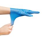 使い捨て手袋 100枚 パウダーフリー 粉なし 食品衛生法適合 ポリエチレン ブルー エブケア シルキーグローブ