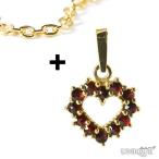 Yahoo! Yahoo!ショッピング(ヤフー ショッピング)【30％OFF】　【ボヘミアン・ガーネット】　ハートペンダント＋チェーン　（シルバー925使用　24Kゴールドコーティング） ★ Pendant + Chain - Ag 925 / Au ★
