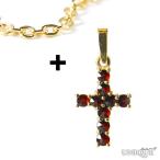 Yahoo! Yahoo!ショッピング(ヤフー ショッピング)【30％OFF】　【ボヘミアン・ガーネット】　クロスペンダント＋チェーン　（シルバー925使用　24Kゴールドコーティング） ★ Pendant + Chain - Ag 925 / Au ★
