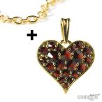 Yahoo! Yahoo!ショッピング(ヤフー ショッピング)【30％OFF】　【ボヘミアン・ガーネット】　ハートペンダント＋チェーン　（シルバー925使用　24Kゴールドコーティング） ★ Pendant + Chain - Ag 925 / Au ★