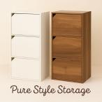 扉付き カラーボックス 3段 幅42 奥行29 高さ90cm ホワイト ブラウン コンパクト 収納ラック リビング 子供部屋 おしゃれ