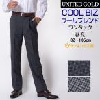 スラックス メンズ クールビズ ワンタック 洗える ビジネス パンツ 春夏 ウールブレンド ウール混 オフィス