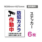 「防犯カメラ作動中」タテ・大 200×276mm 標識 標示 シール ラベル ステッカー（sticker-074-6）6枚組セット