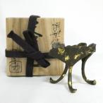 【鵬雲斎好写】加賀象嵌金工家 本江好彦作 蝋型鋳銅 三銀杏 蓋置 茶道具【中古 美品】
