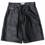 STUSSY ステューシー 24AW BIG OL' SHORT LEATHER ヘビーウェイトレザー バギーショーツ 32 ブラック