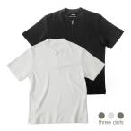 THREE DOTS スリードッツ スフレコットン ハーフジップ Tシャツ 半袖 カットソー sm101m 国内正規品