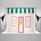 Kate 1.5x2.2m микроволокно белый кирпич. стена, окно. дом, зеленый. полоса .. фон si-m отсутствует . фон ткань 