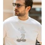 1PIU1UGUALE3 RELAX ウノピゥウノウグァーレトレ リラックス 【ミッキーマウス】グラデーションラインストーンTシャツ メンズ 半袖 カットソー カジュアル
