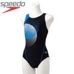 ◆◆□送料無料 メール便発送 ＜スピード＞ Speedo ジャパンドットスーツ(レディース／フィットネス水着／ワンピース) SFW02006 (KB：ブラック×ブルー) 競泳水