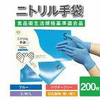 ニトリル手袋200枚(100枚入り2箱）　パウダーフリー　S/M/L サイズ ブルー　100枚　使い捨て ナチュラル