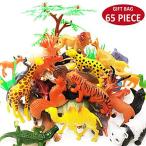 動物フィギュアおもちゃセット 44個ミニ動物おもちゃ 16個フェンス 4本の草 1本の木付け 小さい動物玩具モデル