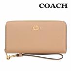 訳あり/コーチ 財布 長財布 COACH C3441 トープ クロスグレーン レザー ロング ジップ アラウンド ウォレット ストラップ付き IMTAU アウトレット