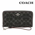 訳あり 展示品/コーチ 財布 長財布 COACH CP412 ブラック シグネチャー デニム ロング ジップ アラウンド ストラップ付き SVBK アウトレット
