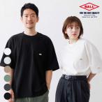 Tシャツ メンズ 綿100% 半袖 ビッグシルエット レディース ユニセックス コットン ゆったり ロゴワッペン 胸ポケット カジュアル 春 夏 無地 BALL 52560nt