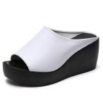 [Akaaka] сабо сандалии толщина низ женский легкий Wedge подошва открытый tu "дышит" casual низ вверх офис сандалии ( белый *23cm