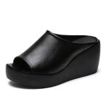 [Akaaka] сабо сандалии толщина низ женский легкий Wedge подошва открытый tu "дышит" casual низ вверх офис сандалии ( черный *23cm