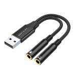 NOSTALSIC USB аудио изменение адаптер кабель USB2.0 to 3.5mm установленный снаружи звуковая карта DAC установка 24bit/96K