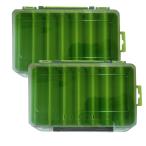 Akaaka искусственная приманка кейс двусторонний место хранения большая вместимость коробка для рыболовной снасти рыболовные снасти кейс двусторонний 2 шт. комплект ( зеленый )