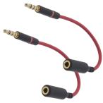 [ 2 шт ] аудио кабель 3.5mm 4 высшее распорка удлинение кабель AUX позолоченный красный примерно 13cm