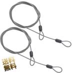 【2点セット】防犯用 ワイヤー 1.2m ワイヤーロック ループ付きワイヤー セキュリティ用 防犯グッズ 液晶 盗難防止 ケンジントンロック