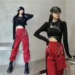  женский танцевальный костюм взрослый красный брюки-карго чёрный tops танцевальный костюм выставить студент ученики средних и старших классов k-pop hip-hop JAZZ верх и низ в комплекте stage костюм Dance одежда 