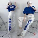 レディース ダンス衣装 ヒップホップ ダンスパンツ ダンストップ 韓国 ダンス 衣装 パンツ 半袖 シャツ トップス ジャズ  ストリート ダンスウェア スポーツウェ