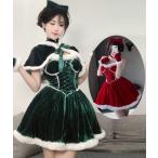 クリスマス コスプレ衣装 サンタクロース コスプレ ワンピース レディース ベルベット もこもこ ふわふわ 膝丈 ミドル丈 ワンピース 手袋 カチューシャ付き3点セ