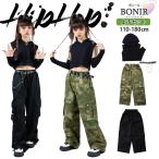 黒 無袖 トップス キッズダンス ダンス衣装 ヒップホップ 女の子 タンクトップ へそ出し フード付き アームカバー 迷彩 ブラック カーゴパンツ ズボン ストリー