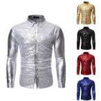 ショッピングスパンコール スパンコールシャツ メンズ シャツ キラキラ 長袖シャツ スパンコール ワイシャツ クラブ ピカピカ スタンドカラー ダンス衣装 ステージ衣装 舞台衣装 忘年会 新