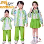  Cheer Cheer девушка зеленый casual рубашка юбка брюки Kids танцевальный костюм выставить верх и низ в комплекте модный девочка мужчина симпатичный симпатичный длинный рукав .
