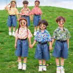  цветочный принт рубашка одиночный товар танцевальный костюм группа одежда детский Kids школьная форма девочка мужчина Junior гавайская рубашка Denim шорты движение . тренировка надеты физическая подготовка праздник детский сад уход за детьми ..