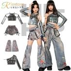  hip-hop серебряный цвет Denim Kirakira bo Robot ro дизайн tops брюки одиночный товар комплект stage костюм тренировка надеты девочка танцевальный костюм Cheer девушка Dance одежда Jazz da