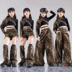 ショッピングダンス ダンス衣装 ワンショルダー 片袖豹柄 片腕 ヒョウ柄 ジャズ ヒップホップ へそ出し ロングパンツ ショートパンツ コスチューム hiphop K-pop 舞台衣装 団体服 演