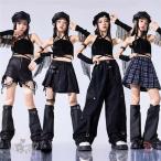  Kids танцевальный костюм hip-hop бахрома чёрный tops Short длинные брюки юбка девушки в клетку hip-hop . рука K-POP Корея stage костюм отвечающий ...