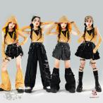 k-pop костюм Kids танцевальный костюм HIPHOP hip-hop ребенок одежда девочка шляпа имеется чёрный внутренний Kirakira желтый tops юбка короткий брюки длинные брюки .... девушки 