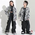  танцевальный костюм hip-hop чёрный внутренний лист . рисунок рубашка брюки-карго .... Kids девушки мужчина выставить . рука K-POP Корея stage костюм отвечающий .. тренировка надеты 