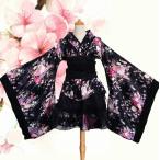 花魁 着物コスプレ メイド 桜 和風柄 浴衣 4点セットアップ 着物ミニドレス 蝶結び 付き ハロウィン コスチューム ロリータ洋服 ロリータワンピース コスプレ 舞